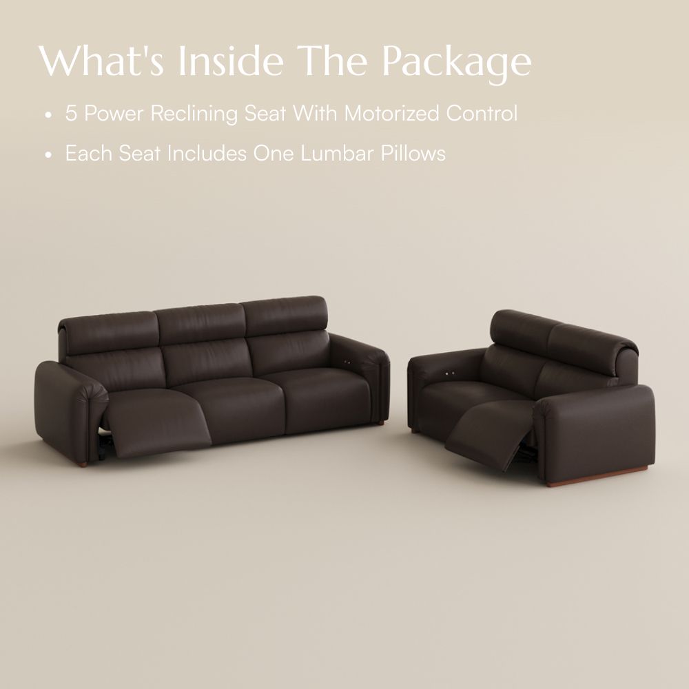 Dark Brown Eco-friendly Microfiber Leather Power Reclining Sofas