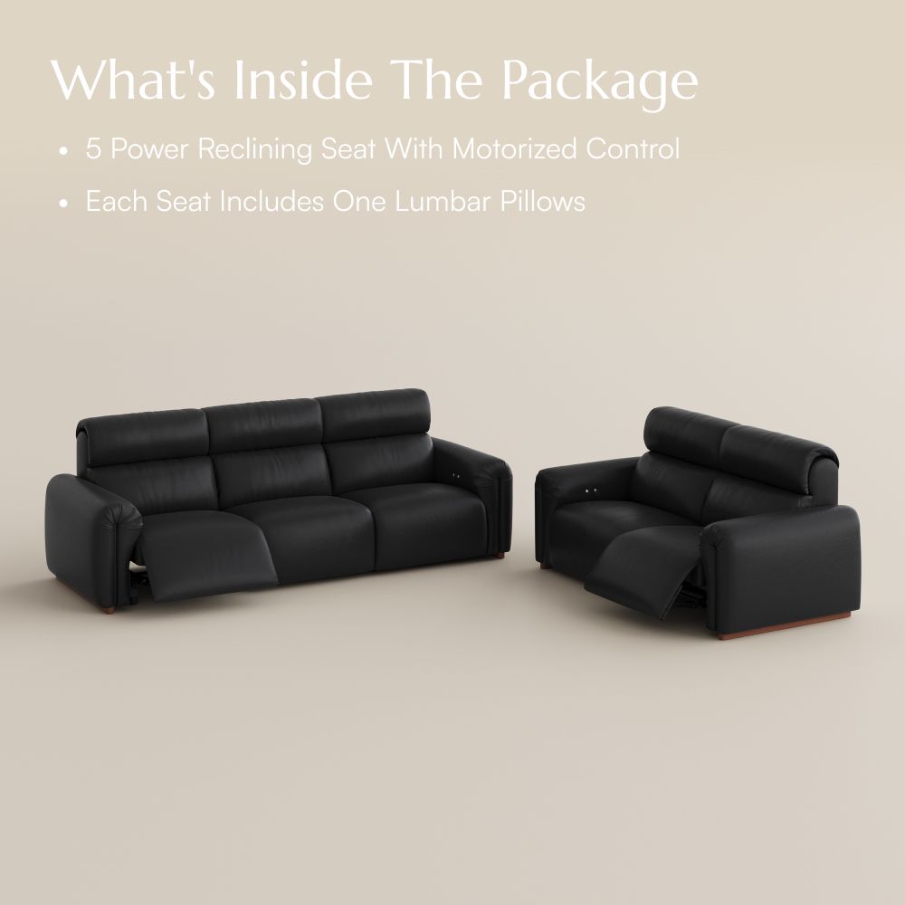 Black Eco-friendly Microfiber Leather Power Reclining Sofas