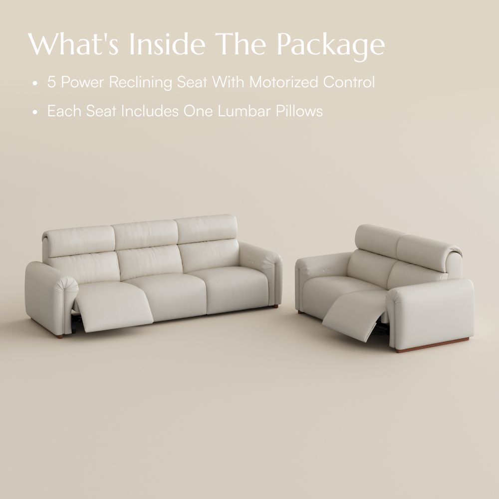 Beige Eco-friendly Microfiber Leather Power Reclining Sofas