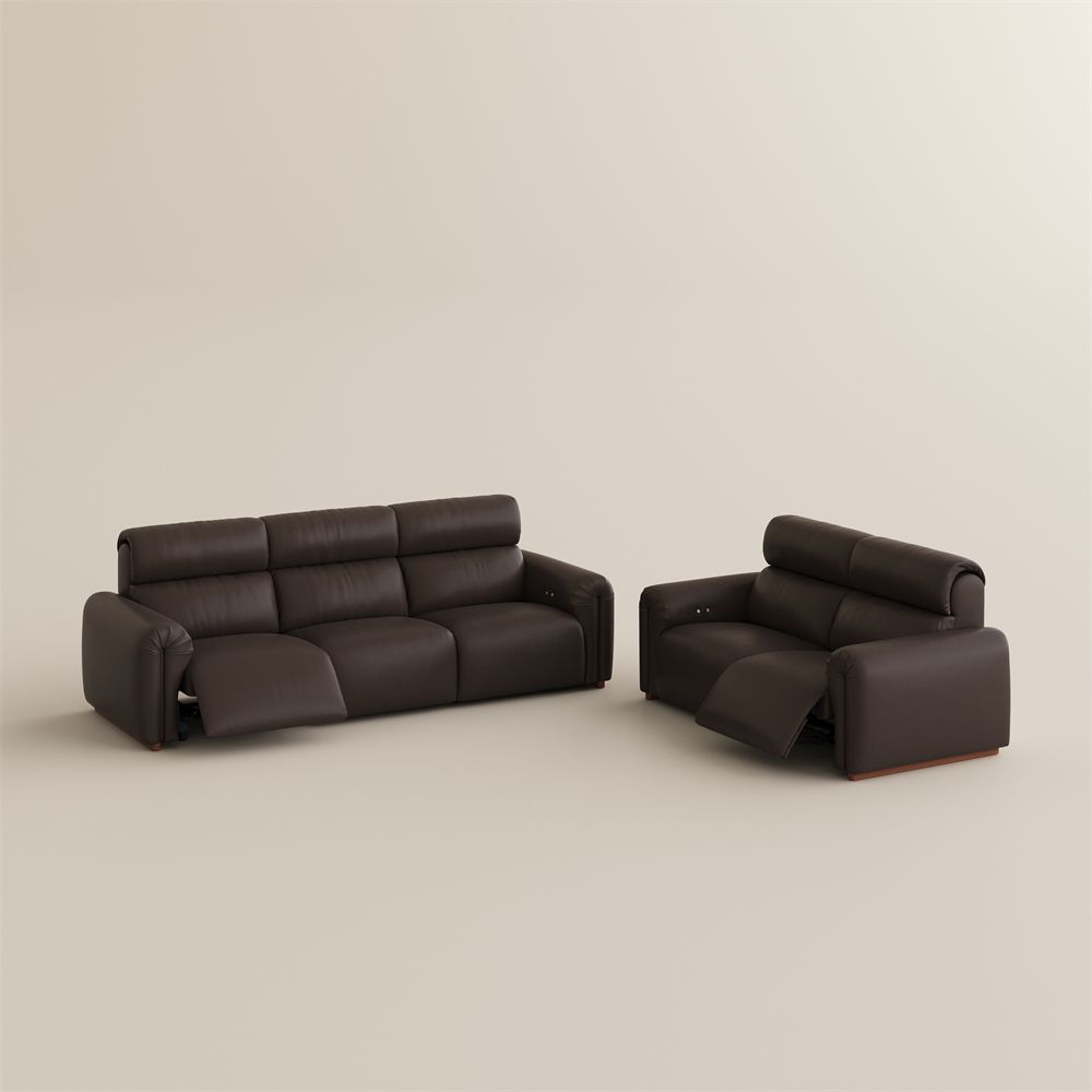 Brown Dark Brown Eco-friendly Microfiber Leather Power Reclining Sofas