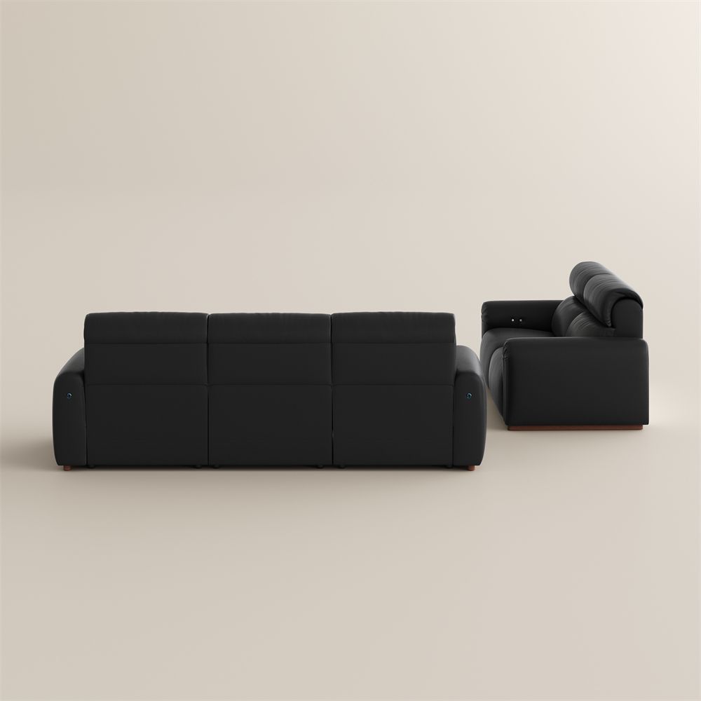 Eco Leather Black Eco-friendly Microfiber Leather Power Reclining Sofas