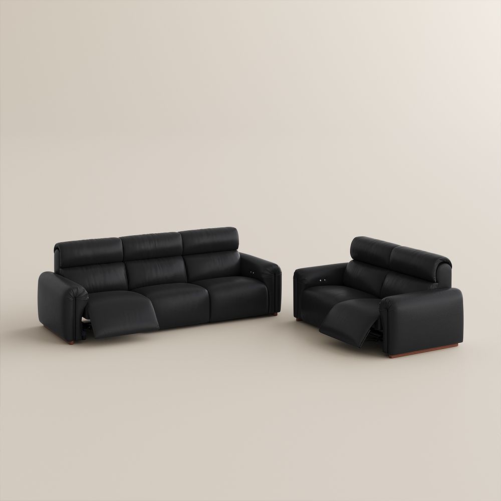 Medium Black Eco-friendly Microfiber Leather Power Reclining Sofas