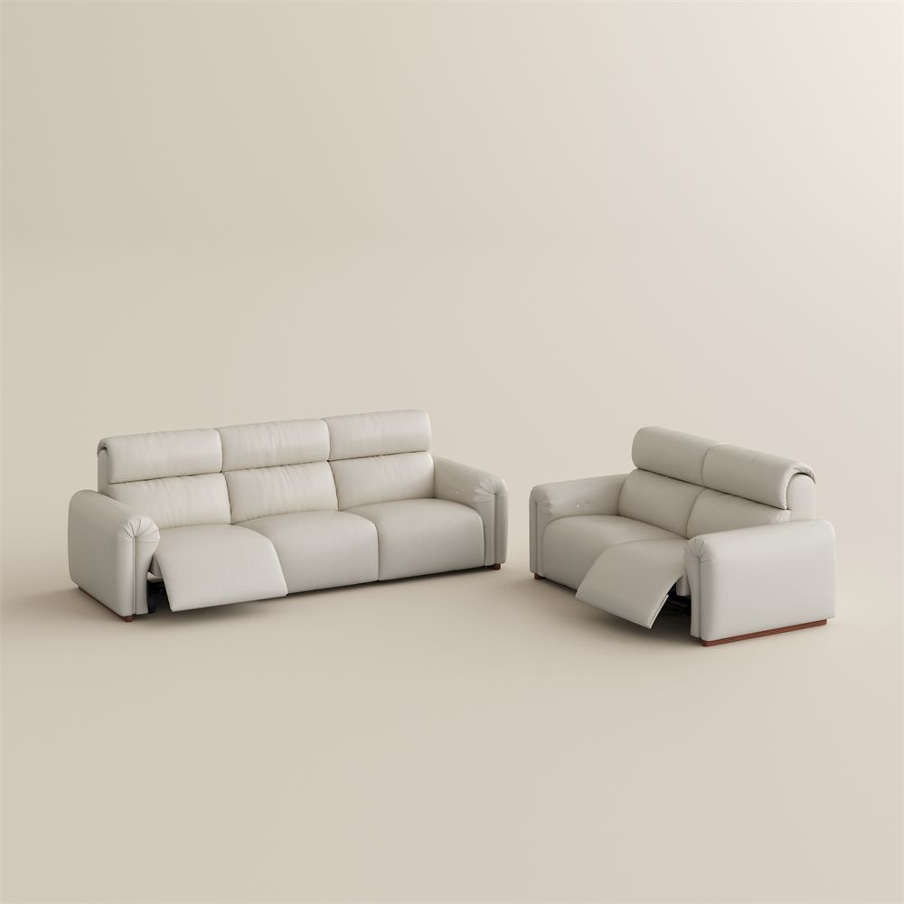 Living Room Sets Beige Eco-friendly Microfiber Leather Power Reclining Sofas