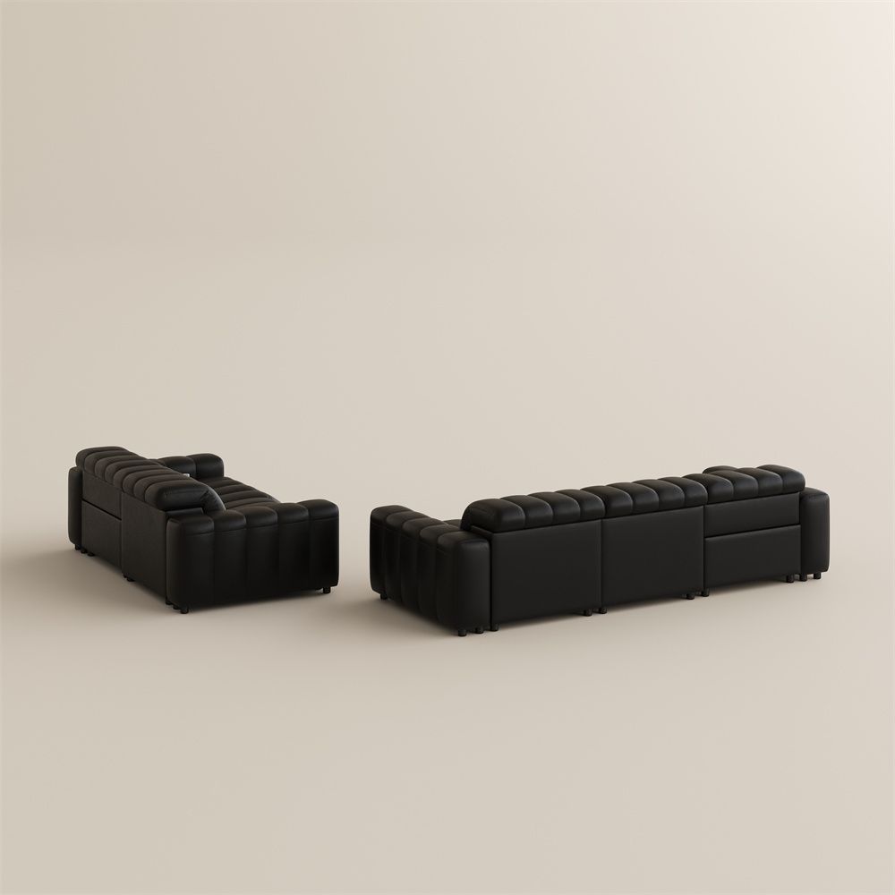 4-5 Seater Black Full-Grain Leather Power Reclining Sofas