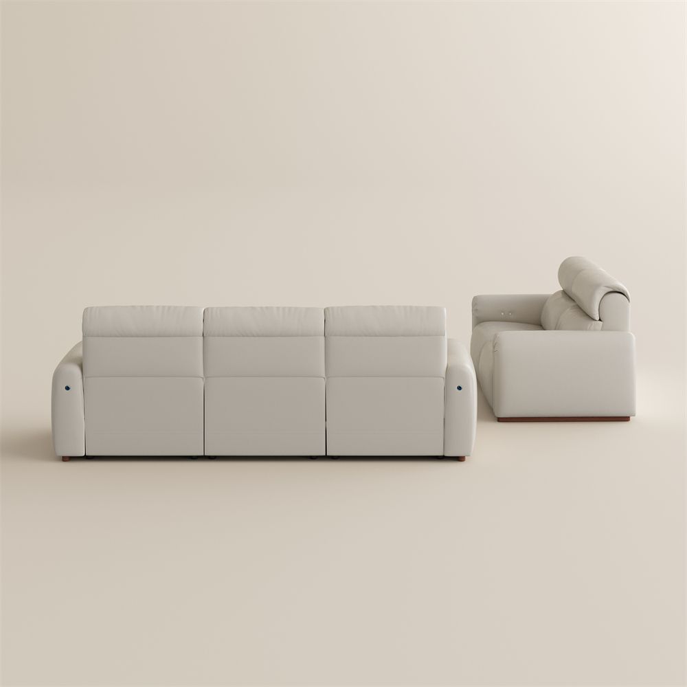 Comfortable Beige Eco-friendly Microfiber Leather Power Reclining Sofas