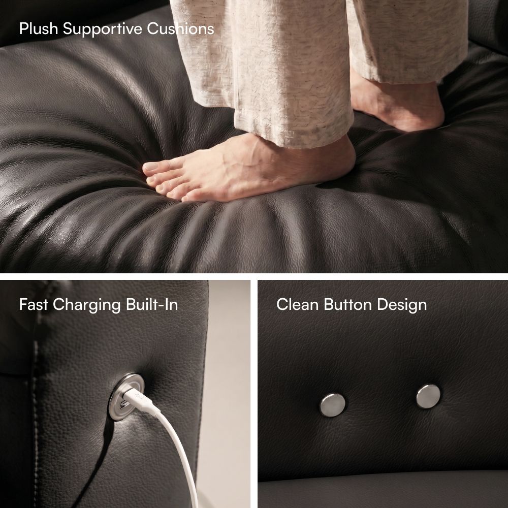 USB Port Black Leather Smart Furniture
