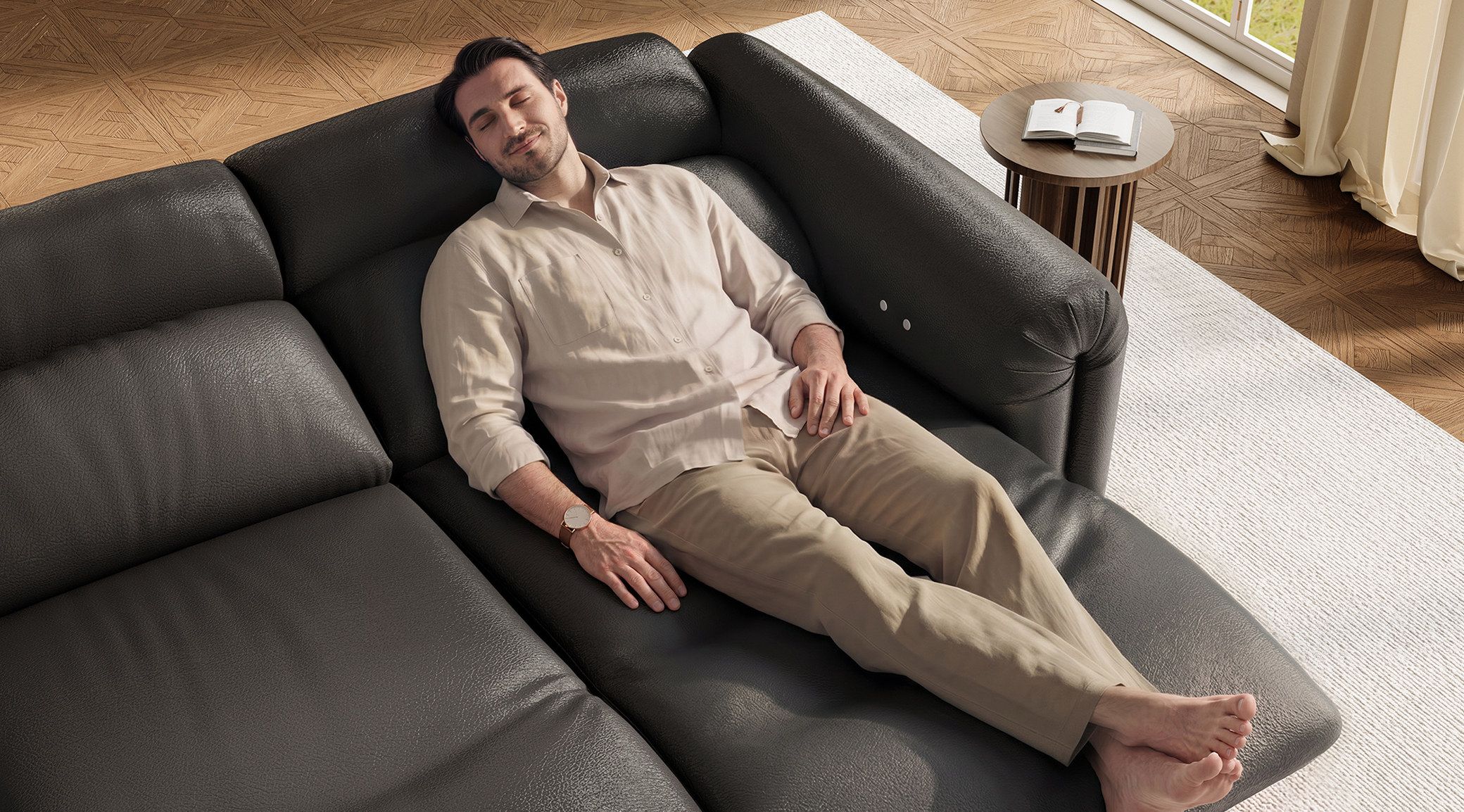 Power Recline, 170° Near-Flat Recline