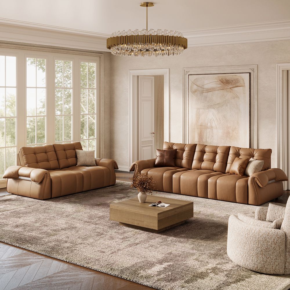 Pull out Brown Top Grain Leather Power Reclining Sofas
