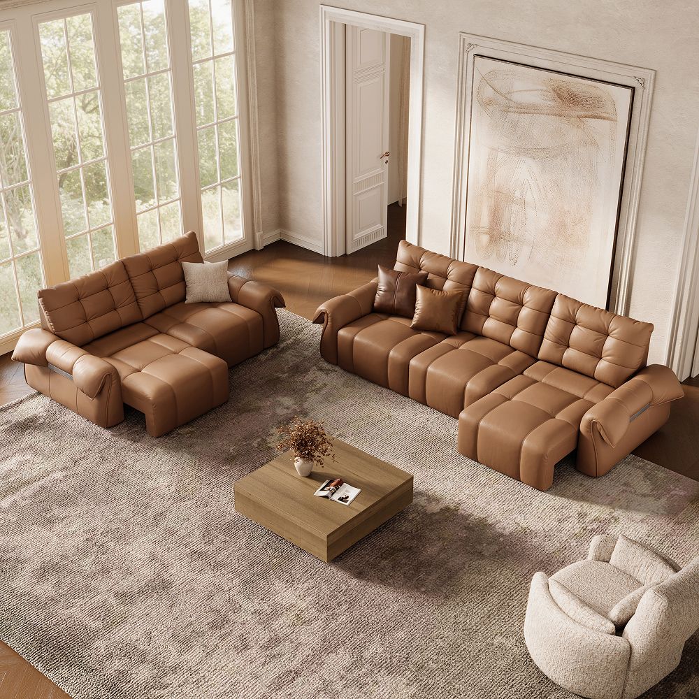 Recliner Brown Top Grain Leather Power Reclining Sofas
