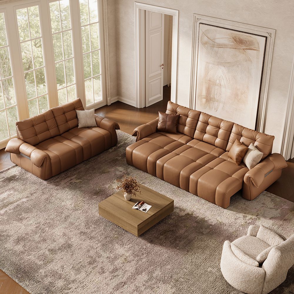 Vintage Brown Top Grain Leather Power Reclining Sofas