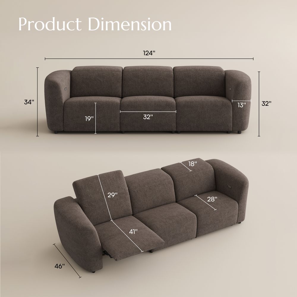 Dual Power Reclining Sofa Mocha Velvet Power Reclining Sofas