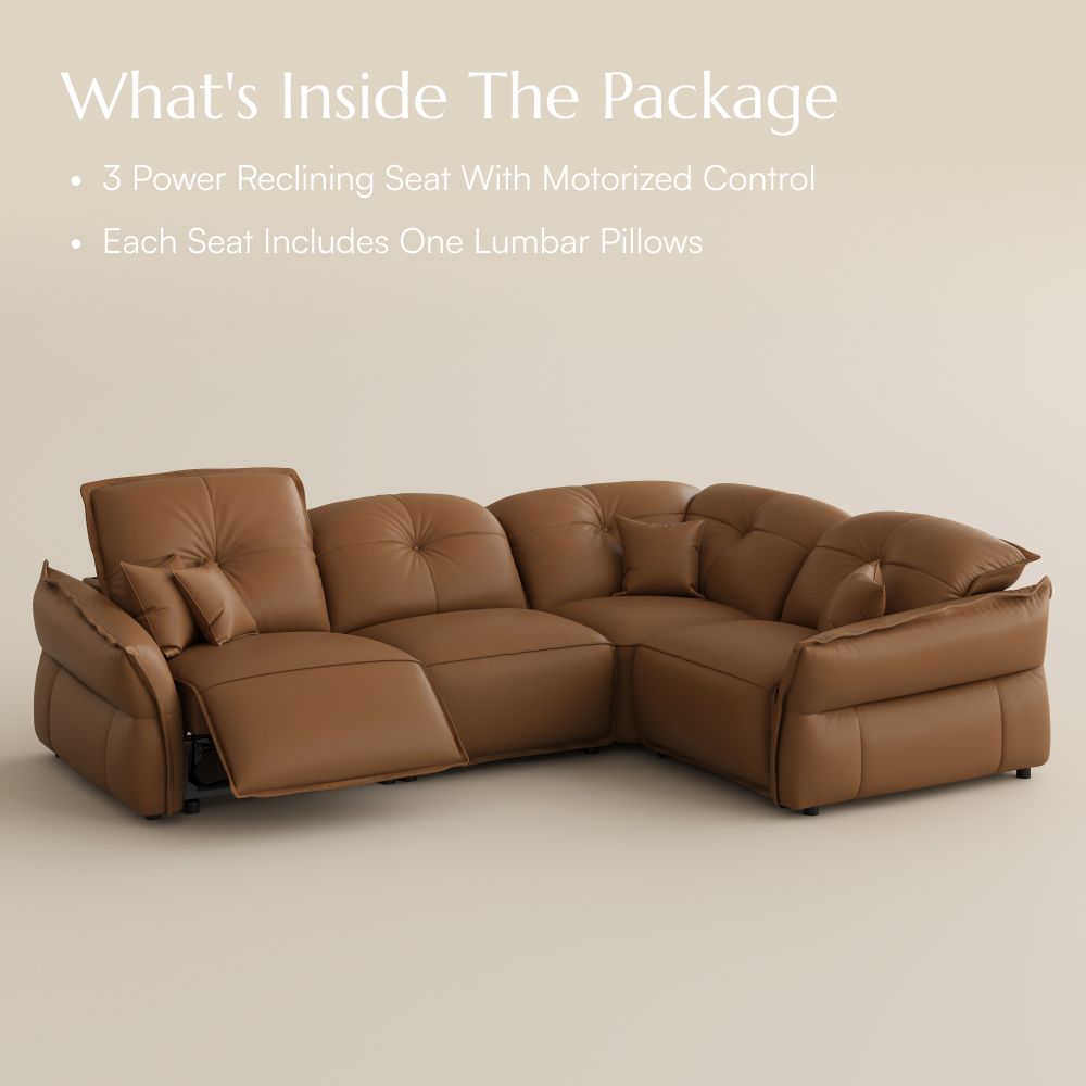Living Room Brown Top Grain Leather Power Reclining Sofas