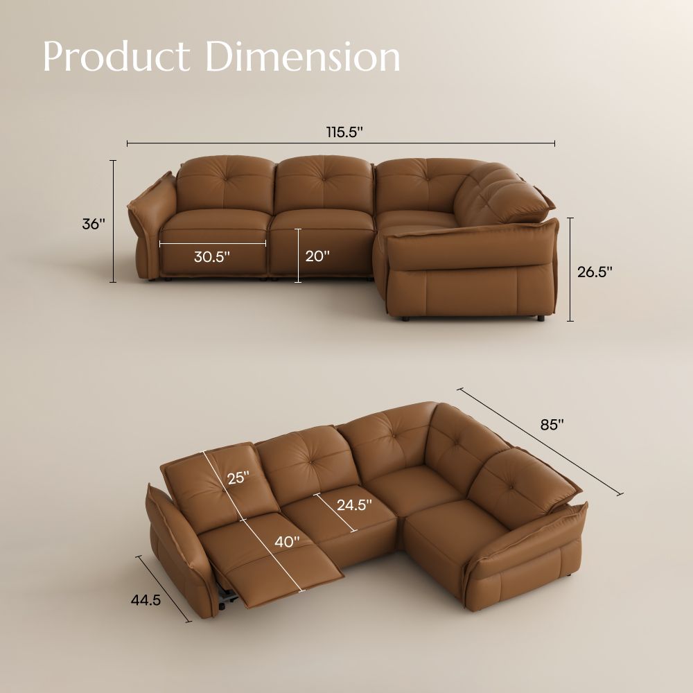 Oversized Brown Top Grain Leather Power Reclining Sofas