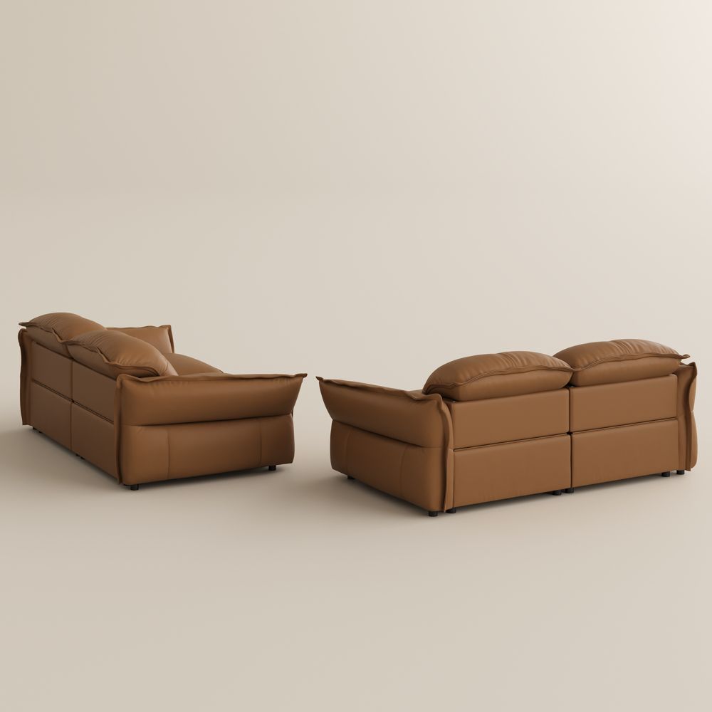 Apartment Brown Top Grain Leather Power Reclining Sofas
