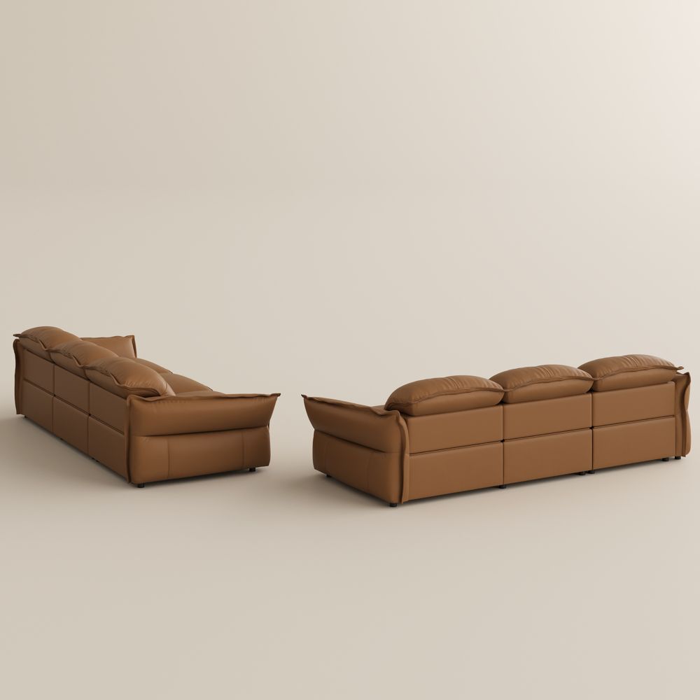 Dual Power Reclining Sofa Brown Top Grain Leather Power Reclining Sofas