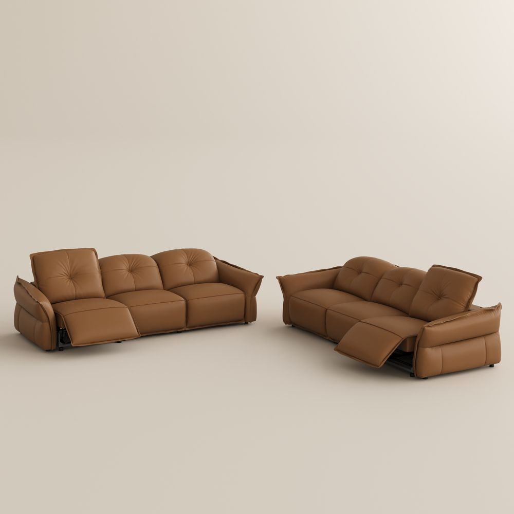 Luxury Brown Top Grain Leather Power Reclining Sofas