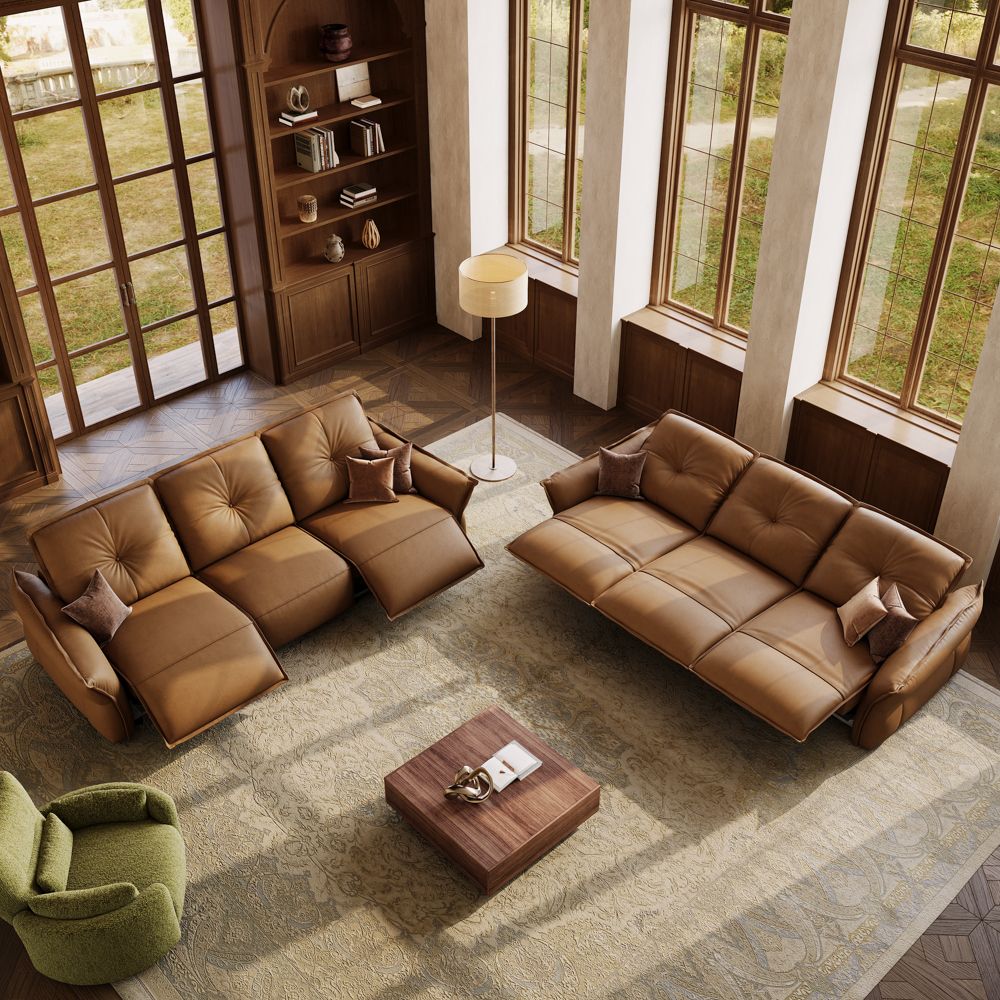 Classic Brown Top Grain Leather Power Reclining Sofas