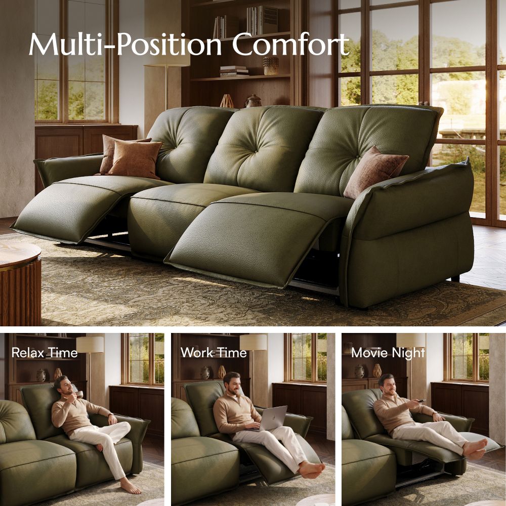 Top Grain Leather Green Top Grain Leather Power Reclining Sofas