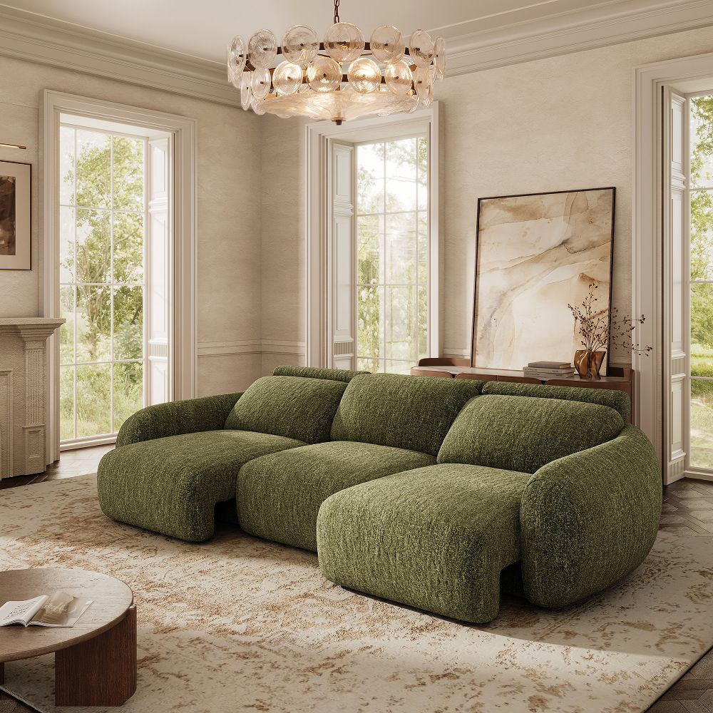 Green Tweed Chenille Power Reclining Sofas