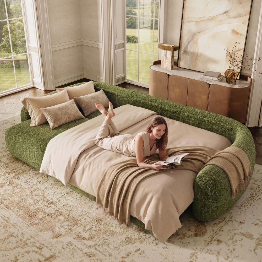 Green Tweed Chenille Power Reclining Sofas