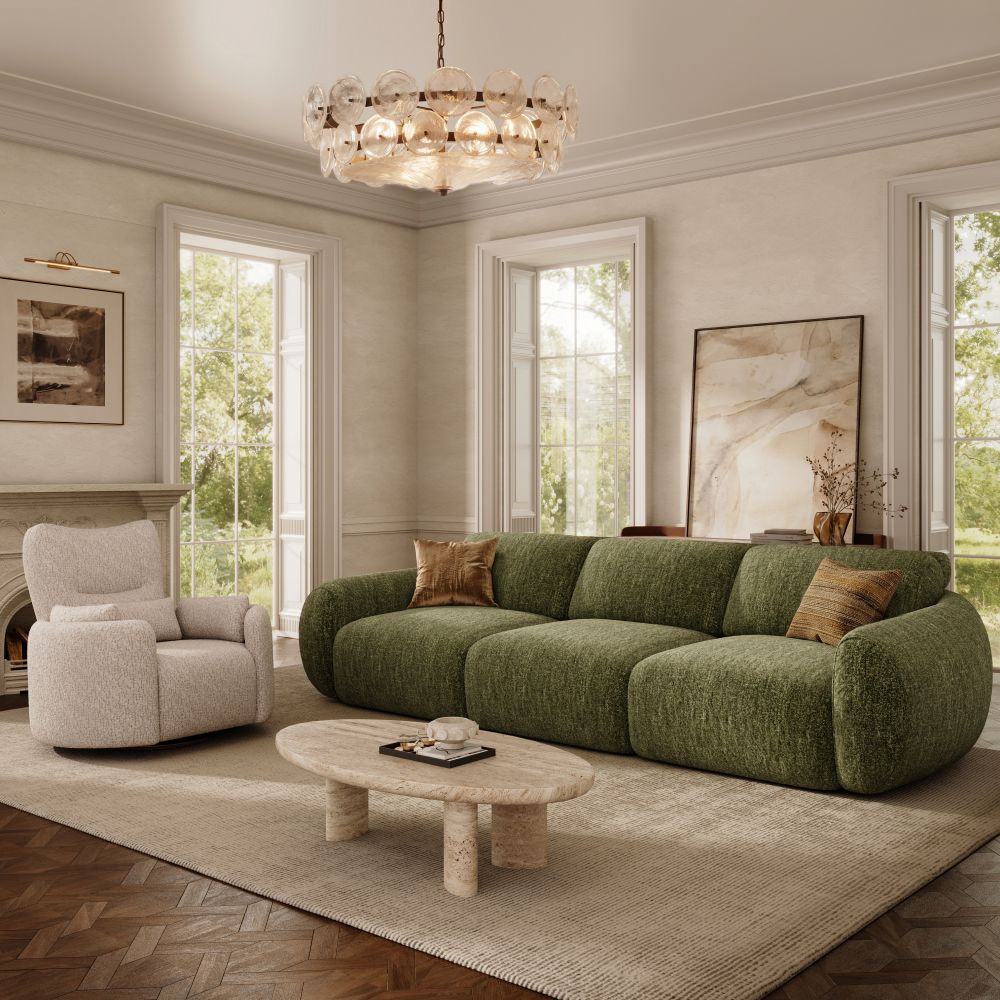 Green Tweed Chenille Power Reclining Sofas