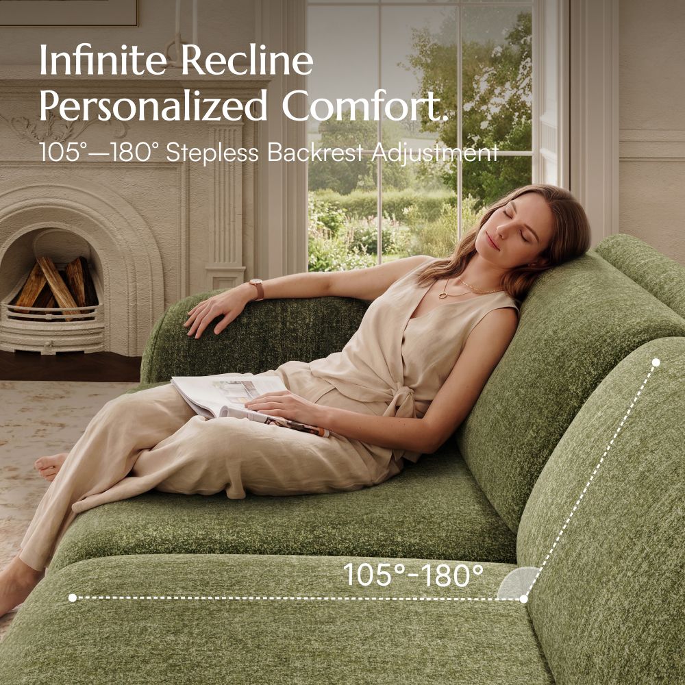 Green Tweed Chenille Power Reclining Sofas