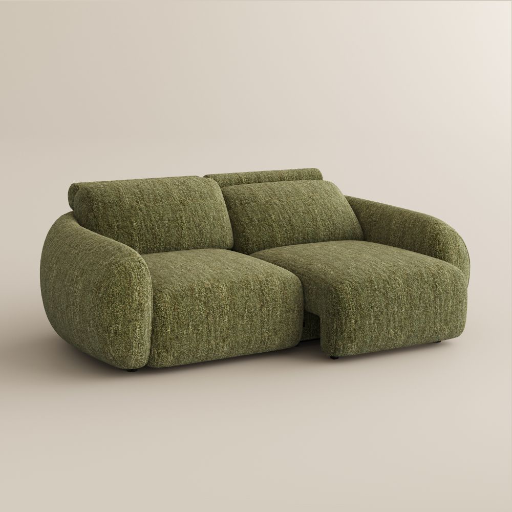 Deep Seat Green Tweed Chenille Power Reclining Sofas