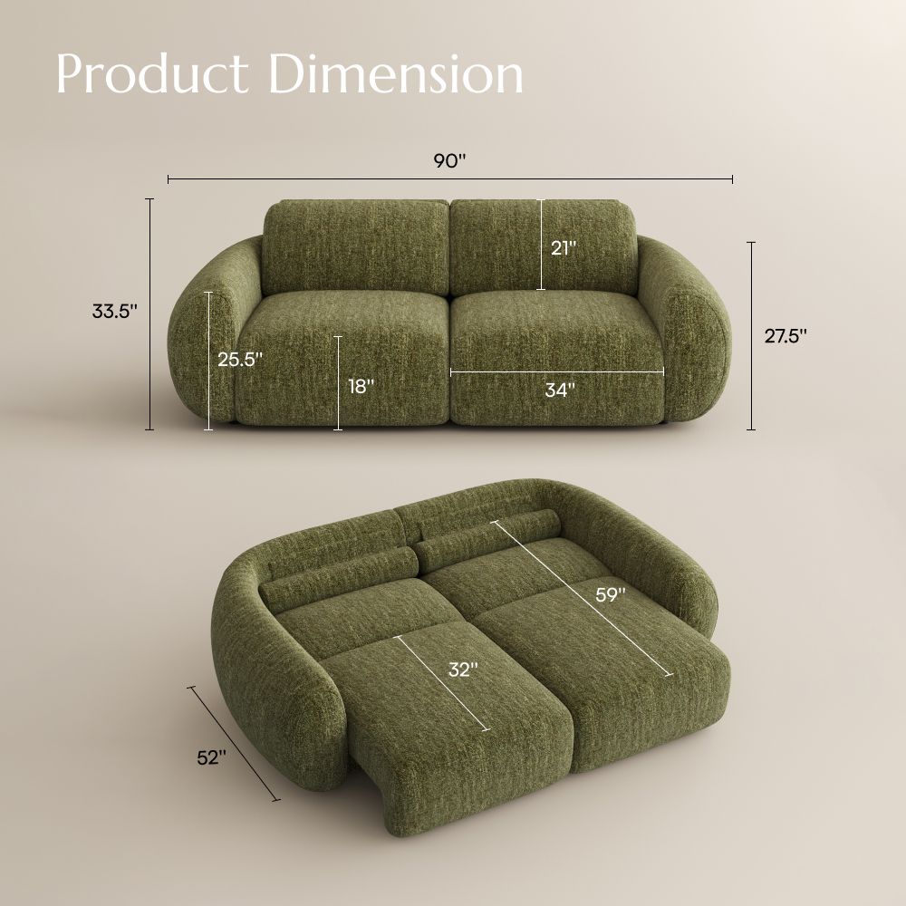 Office Green Tweed Chenille Power Reclining Sofas