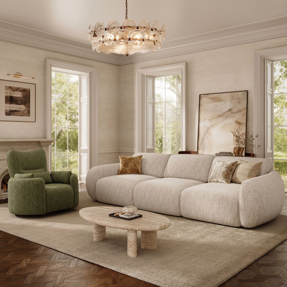 Electric Beige Tweed Chenille Power Reclining Sofas