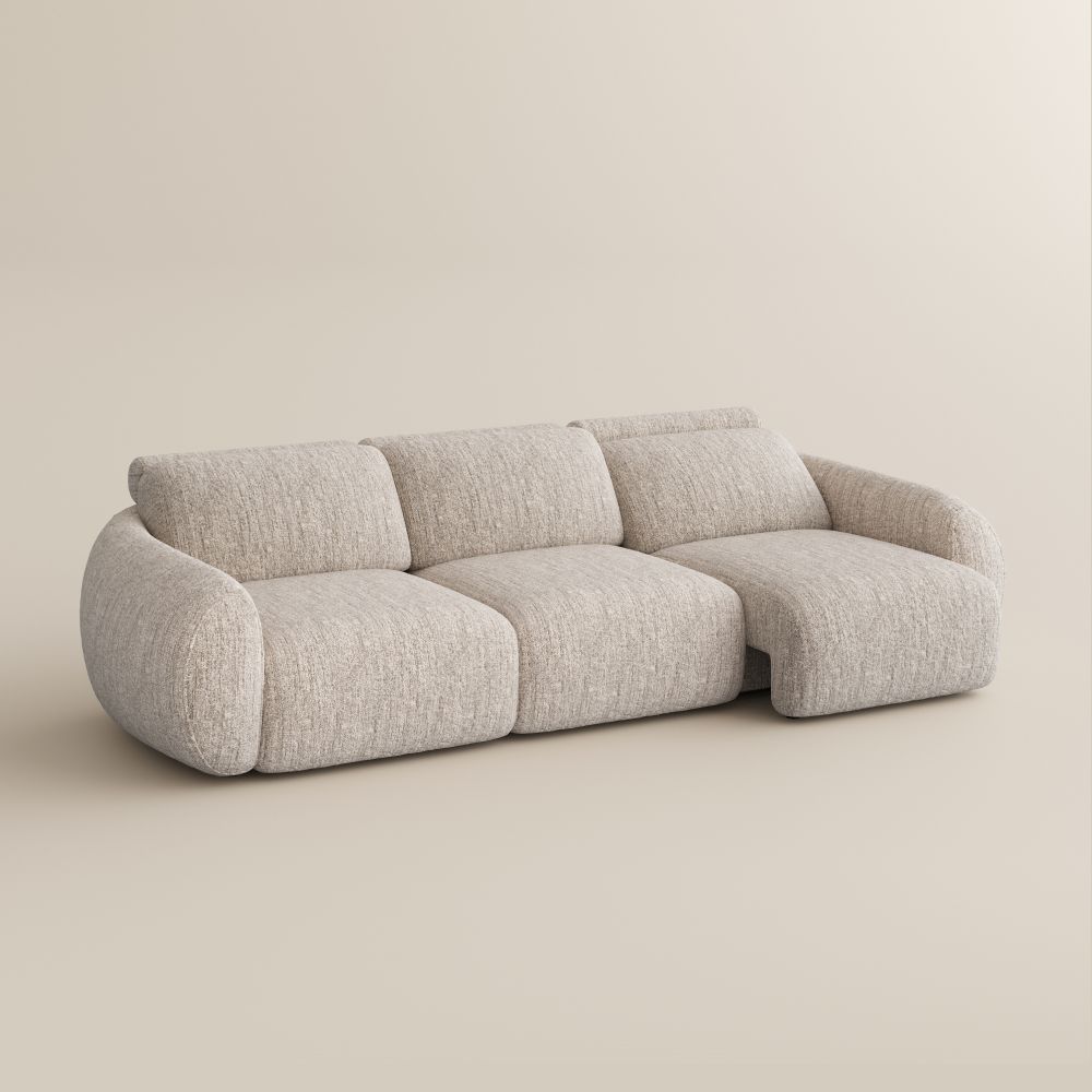 Mila Beige Tweed Chenille Power Reclining Sofas