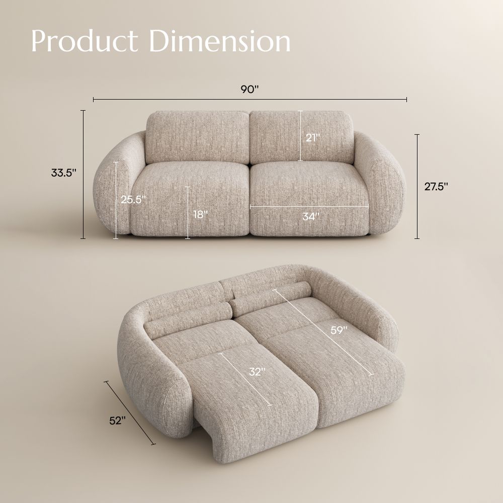 RV Beige Tweed Chenille Power Reclining Sofas