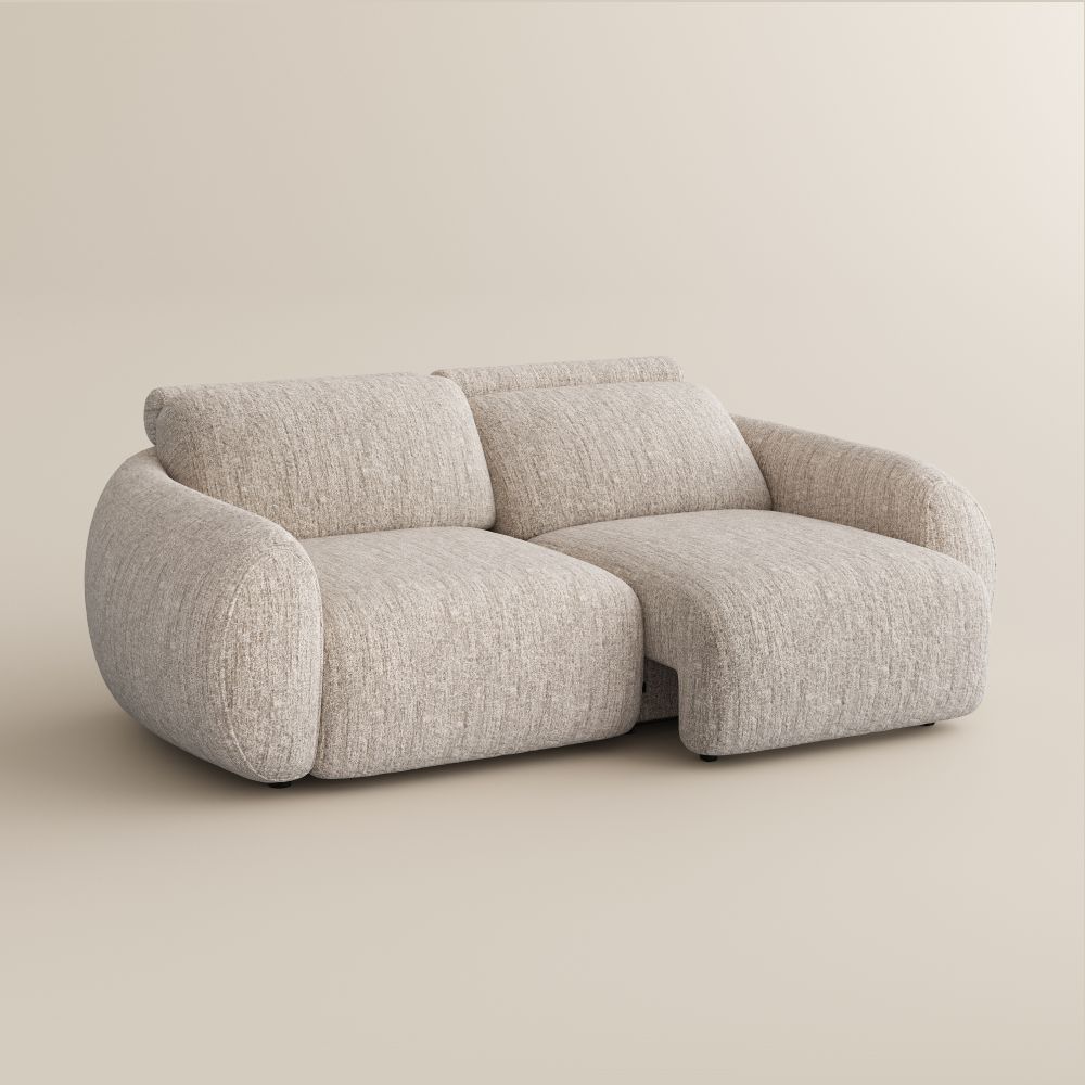 Extendable Beige Tweed Chenille Power Reclining Sofas
