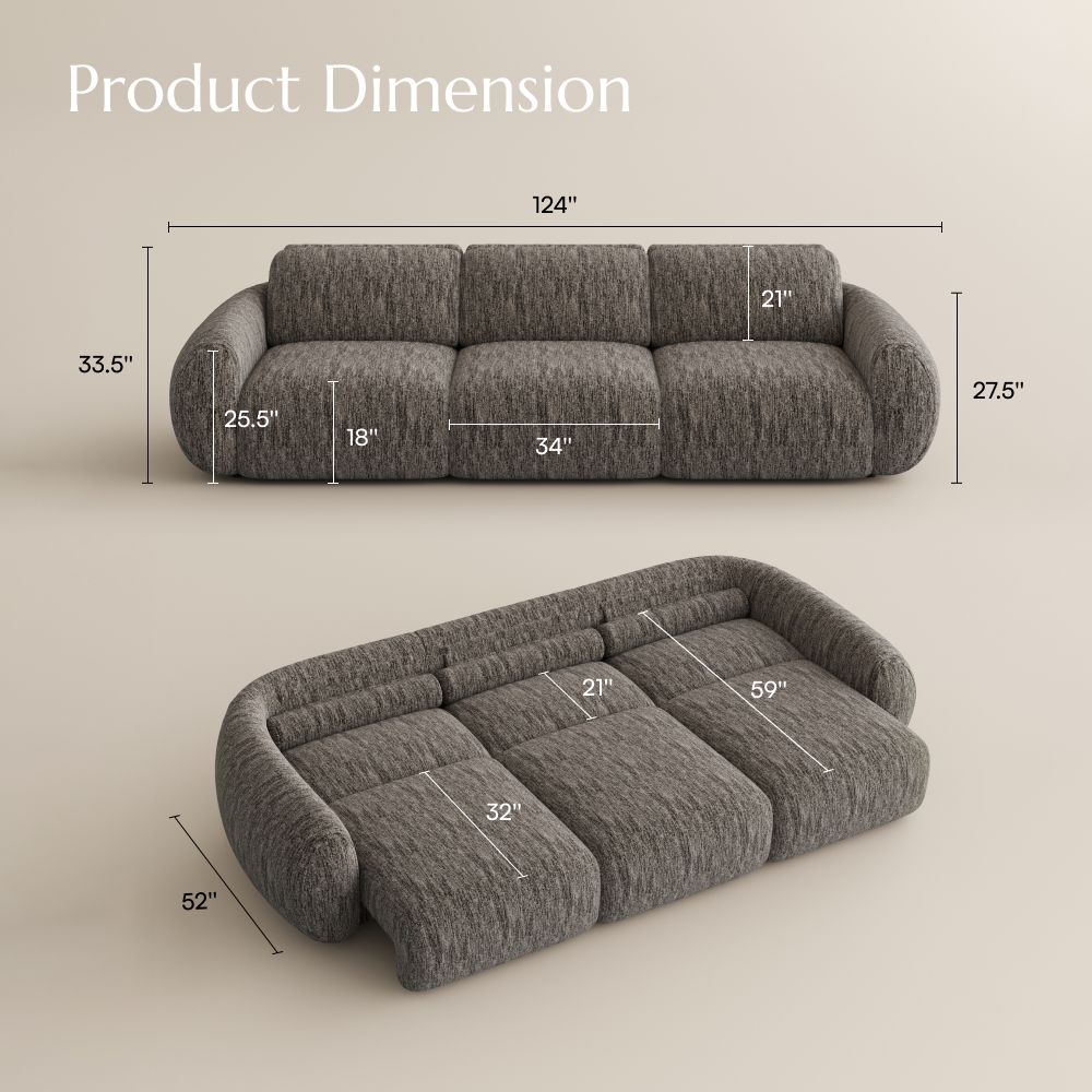Oversized Dark Gray Tweed Chenille Power Reclining Sofas