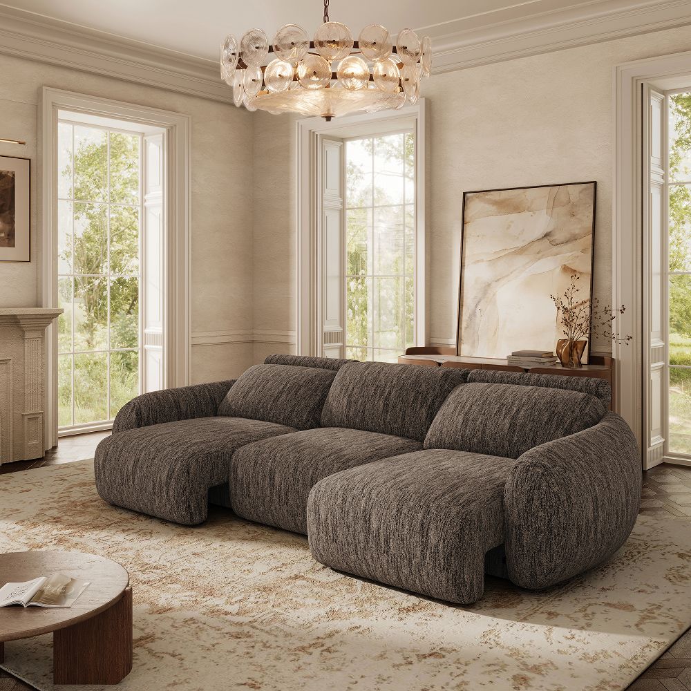 Bedroom Dark Gray Tweed Chenille Power Reclining Sofas