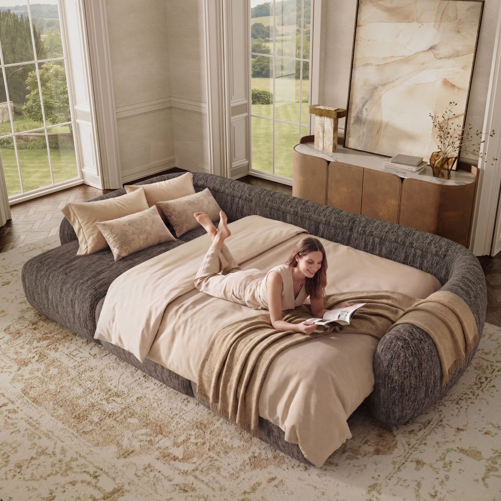Extra Wide Dark Gray Tweed Chenille Power Reclining Sofas