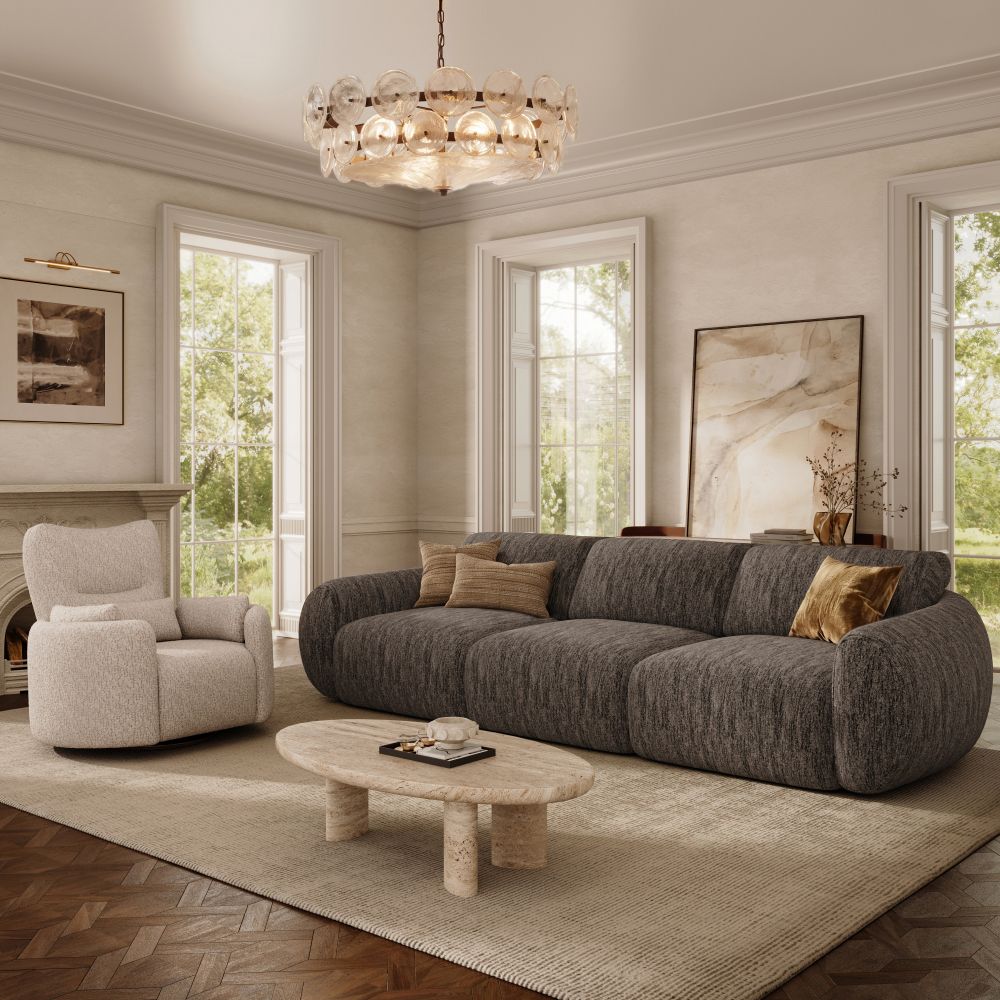 Adjustable Dark Gray Tweed Chenille Power Reclining Sofas