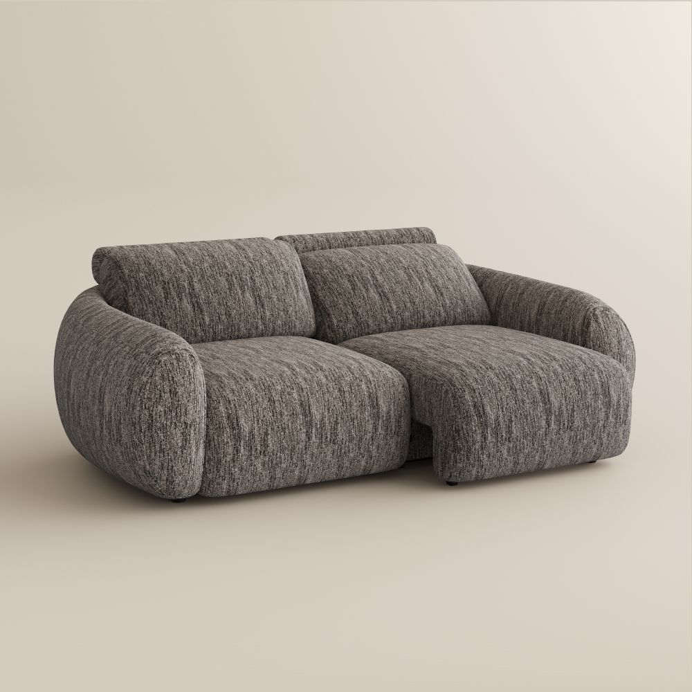 Comfortable Dark Gray Tweed Chenille Power Reclining Sofas