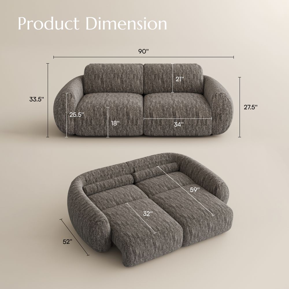 Extra Deep Seat Dark Gray Tweed Chenille Power Reclining Sofas