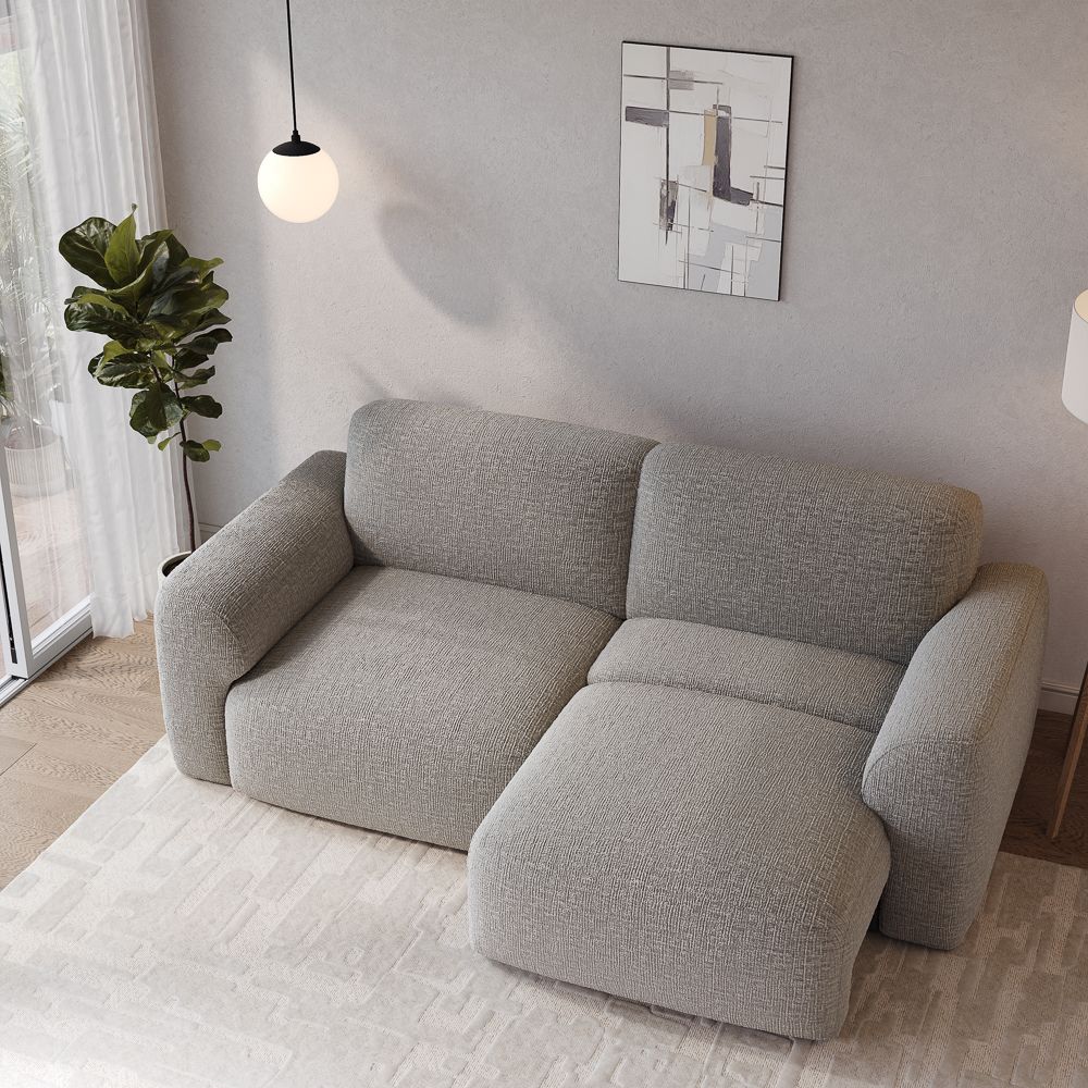 Comfortable Light Gray Chenille Fabric Power Reclining Sofas