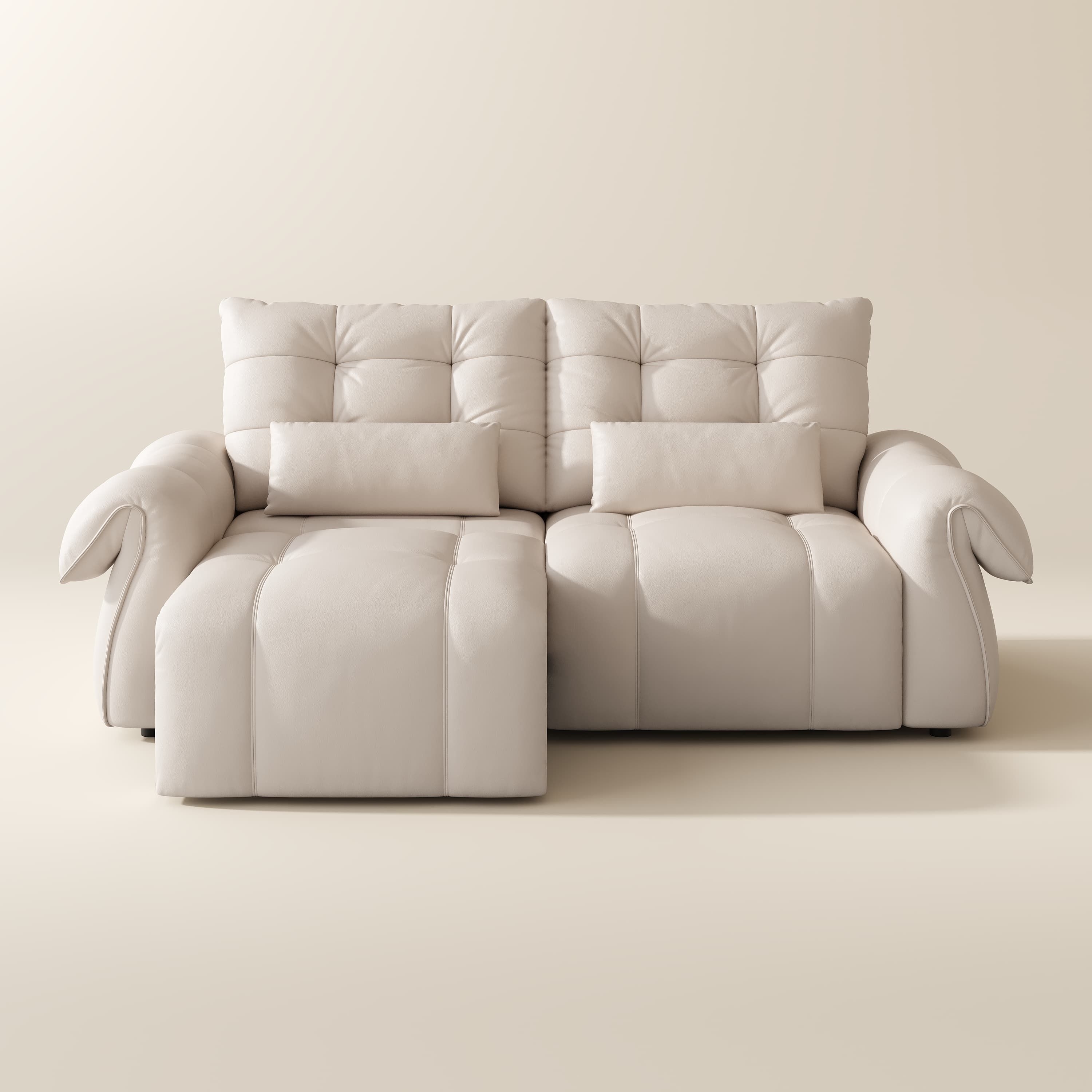 Oversized Beige Top Grain Leather Power Reclining Sofas