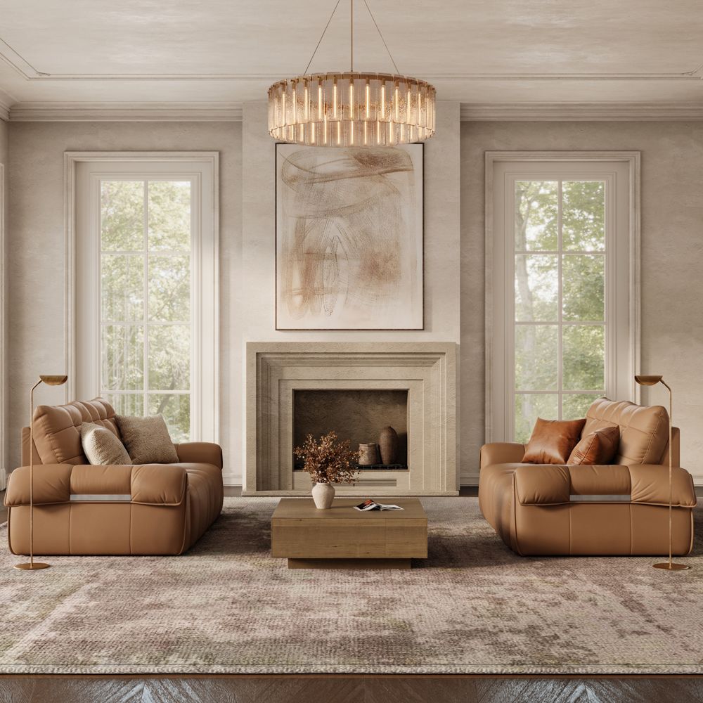 Power Outlet Brown Top Grain Leather Power Reclining Sofas