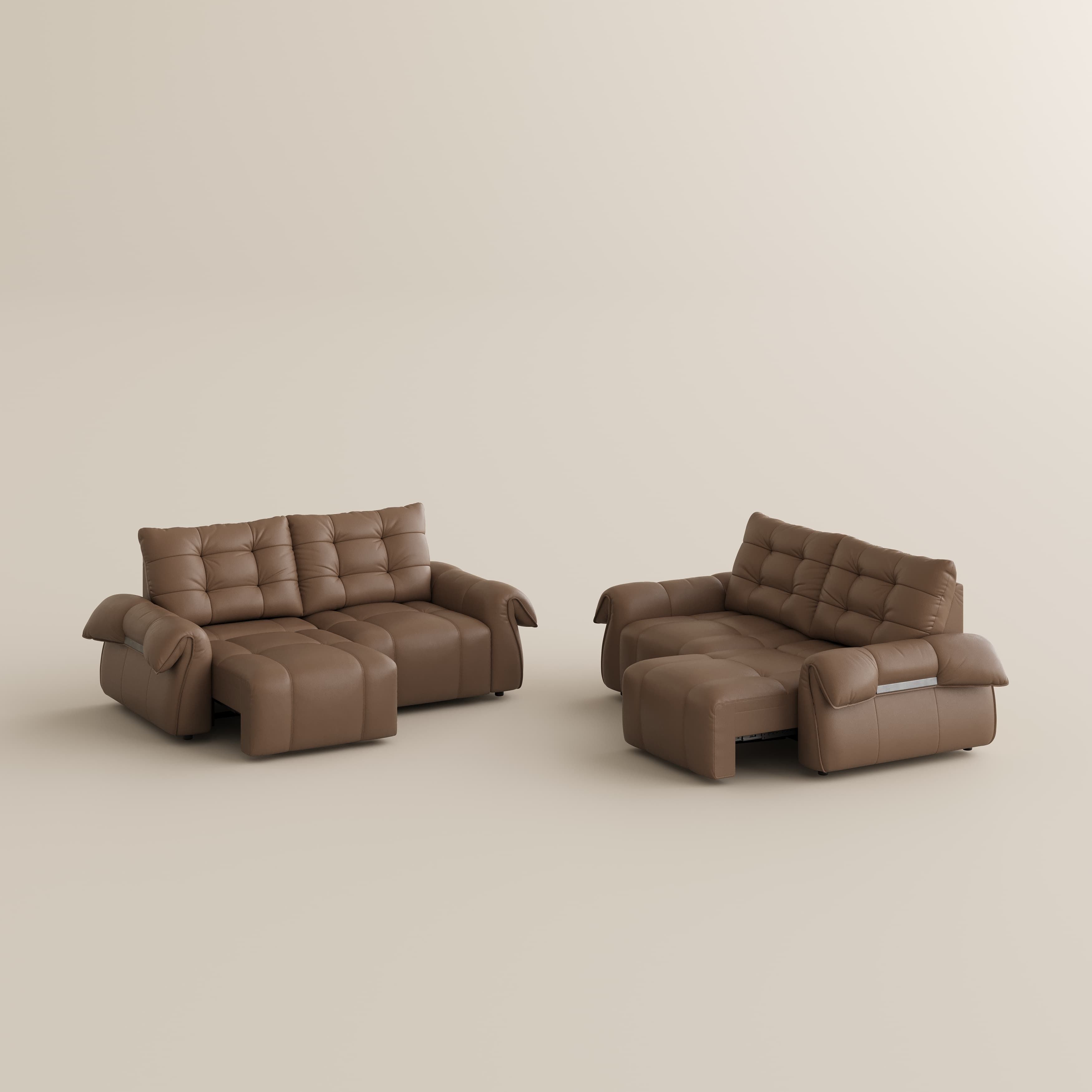 Apartment Brown Top Grain Leather Power Reclining Sofas