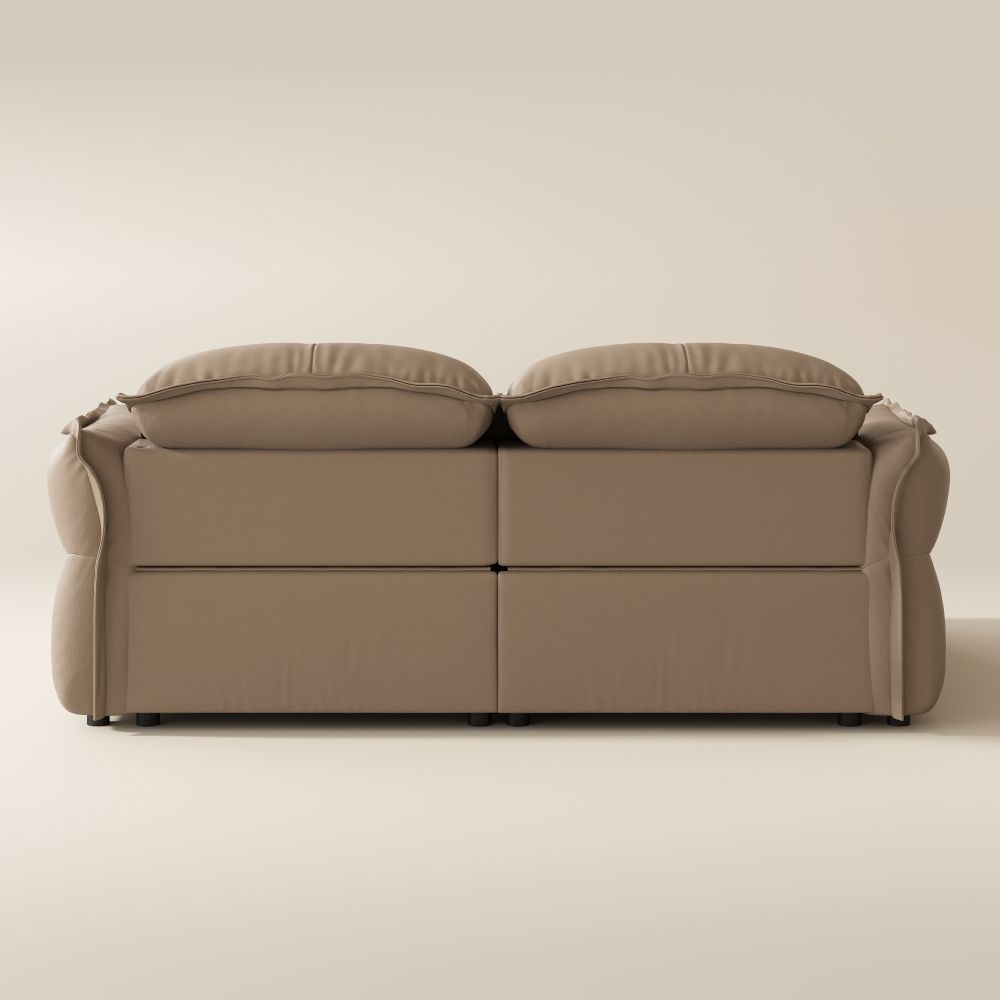 Deep Seat Khaki Top Grain Leather Power Reclining Sofas