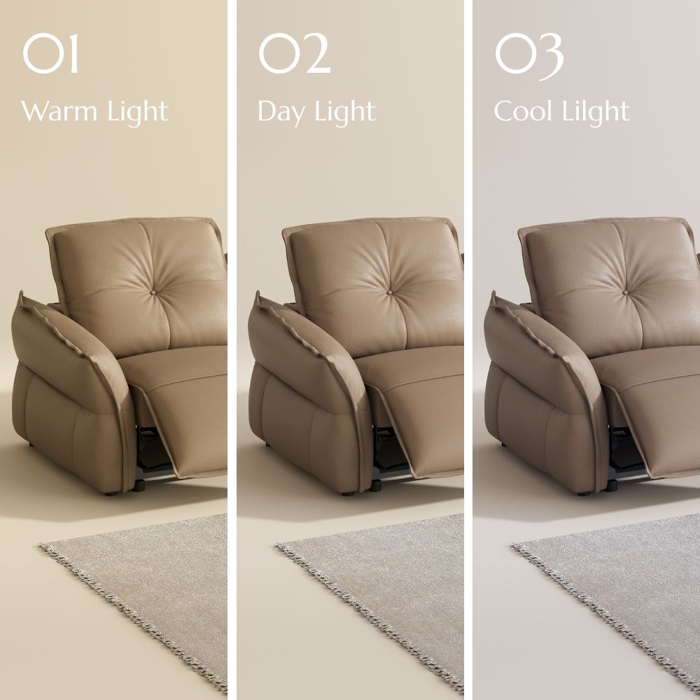Oversized Khaki Top Grain Leather Power Reclining Sofas