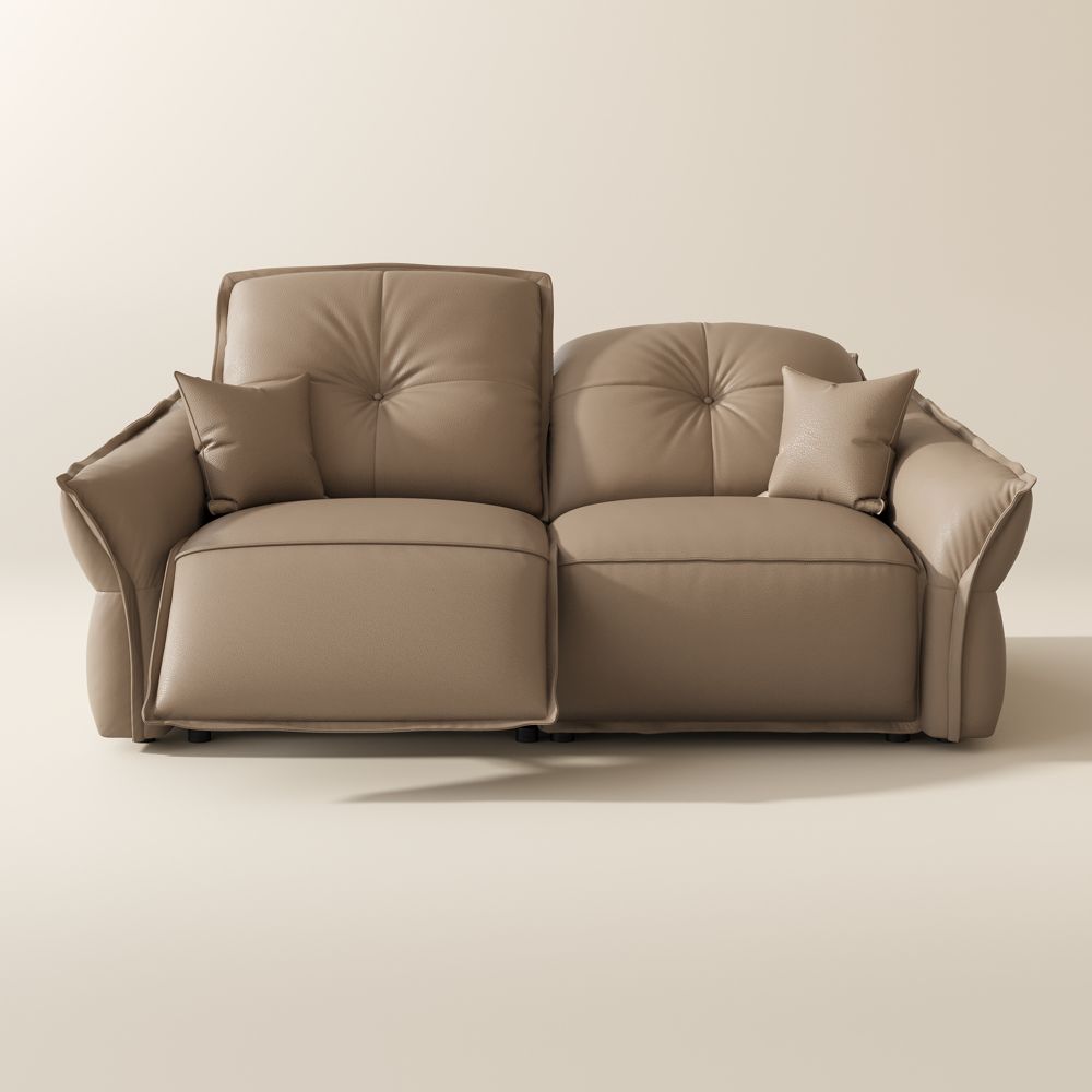 Oversized Khaki Top Grain Leather Power Reclining Sofas