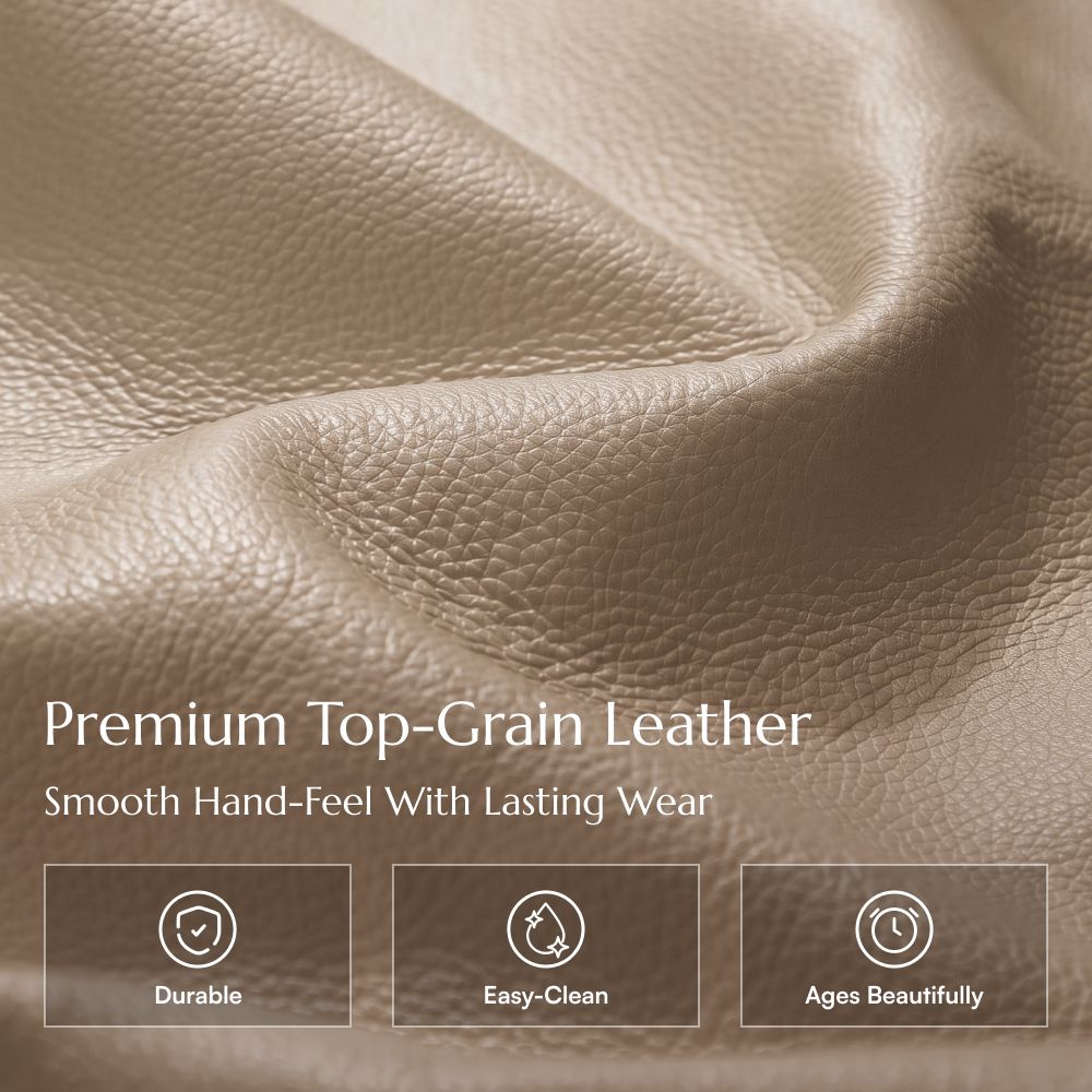 Adjustable Khaki Top Grain Leather Power Reclining Sofas