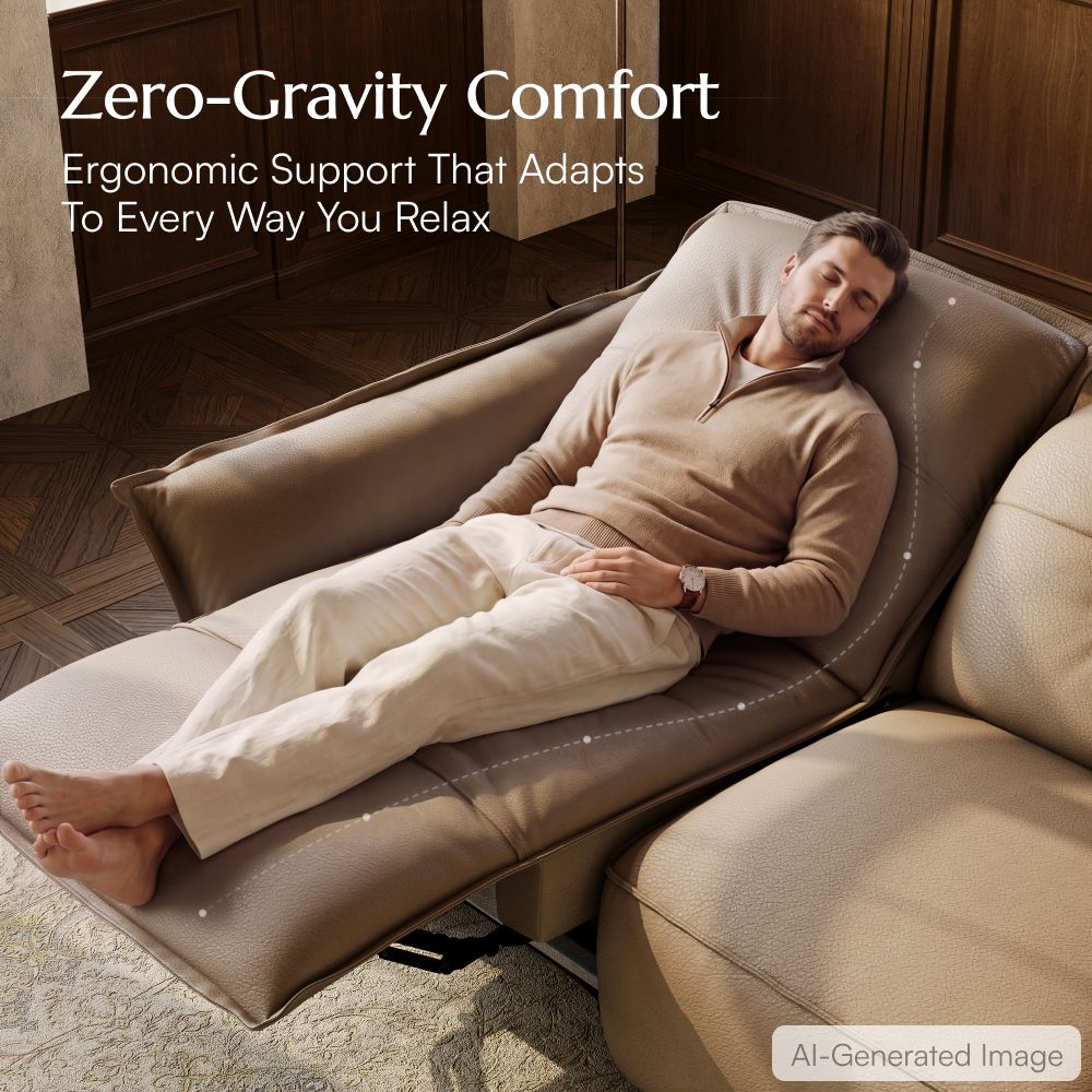 Brown Khaki Top Grain Leather Power Reclining Sofas