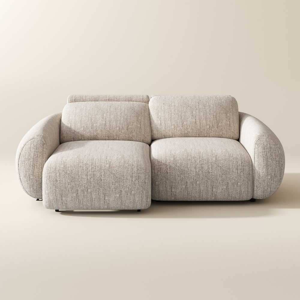 French Creamy Beige Tweed Chenille Power Reclining Sofas