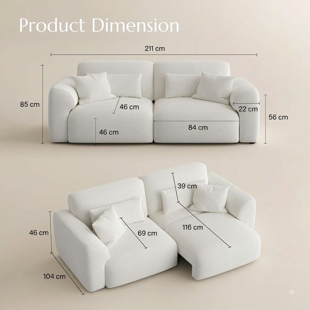 Relaxed White Chenille Fabric Power Reclining Sofas
