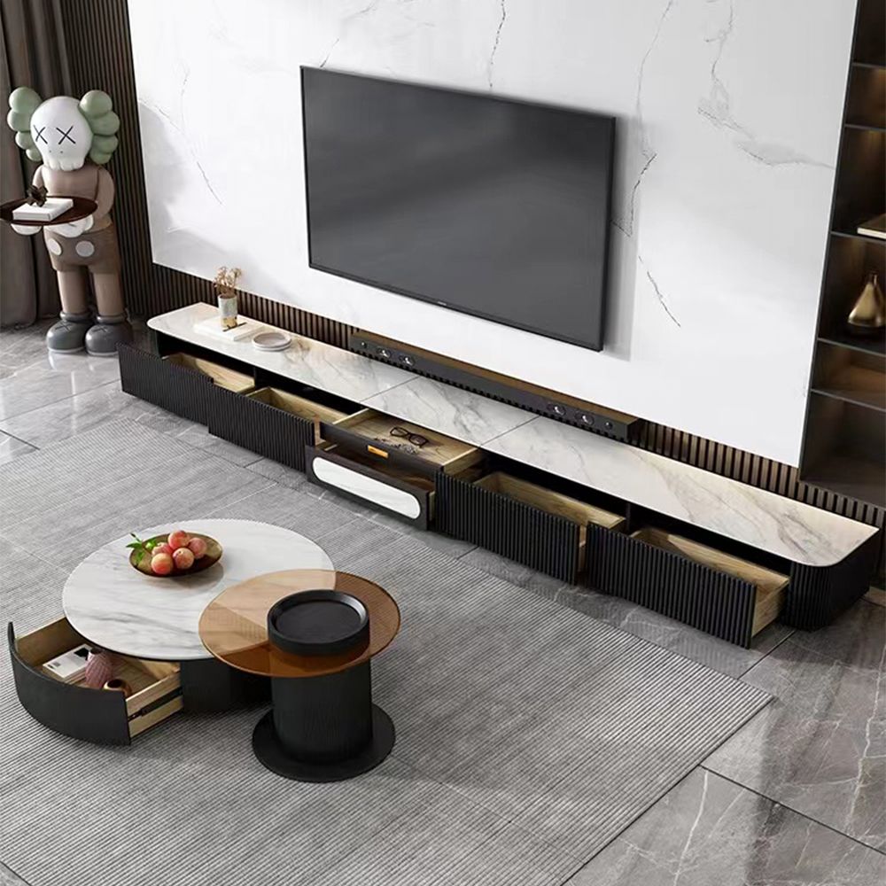 White & Black Sintered Stone TV Stands